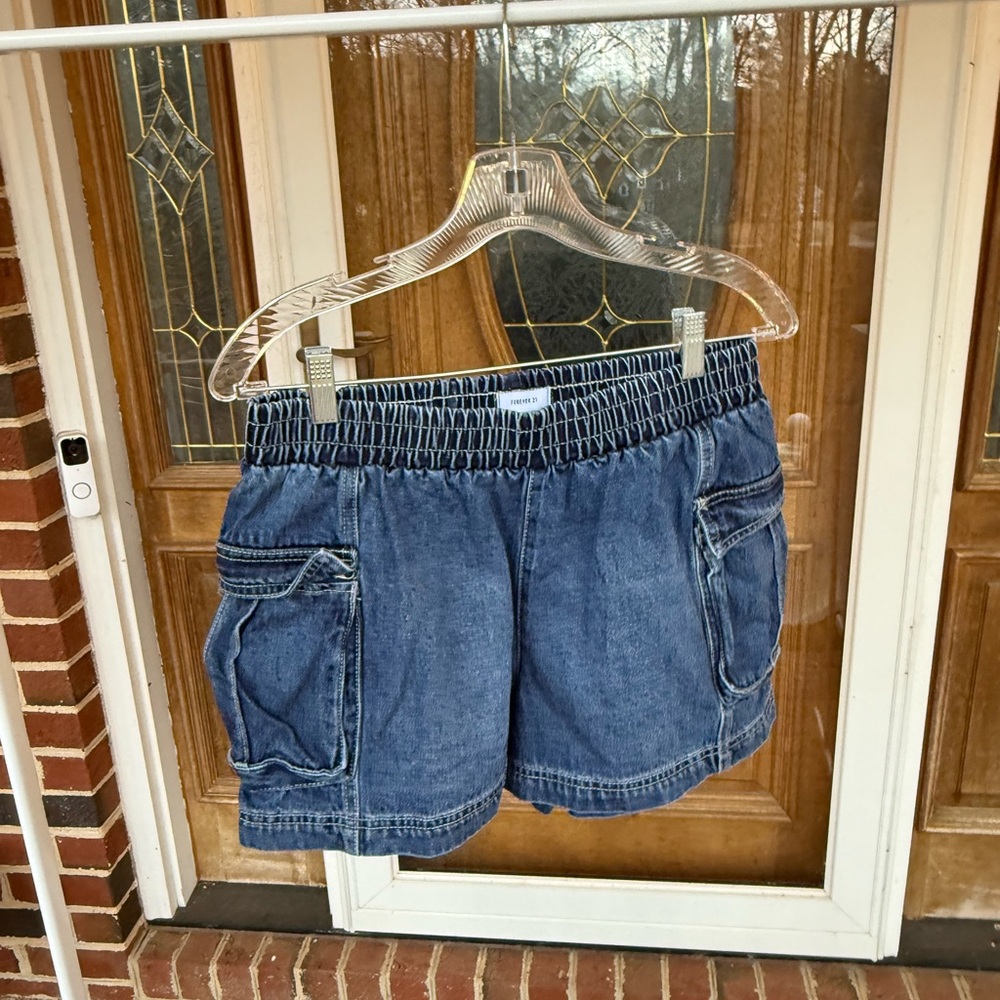 Forever 21 Denim Blue Cargo Shorts